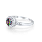 Halo Wedding Engagement Ring Round Cubic Zirconia 925 Sterling Silver -3