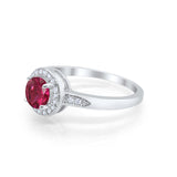 Halo Wedding Engagement Ring Round Cubic Zirconia 925 Sterling Silver -3
