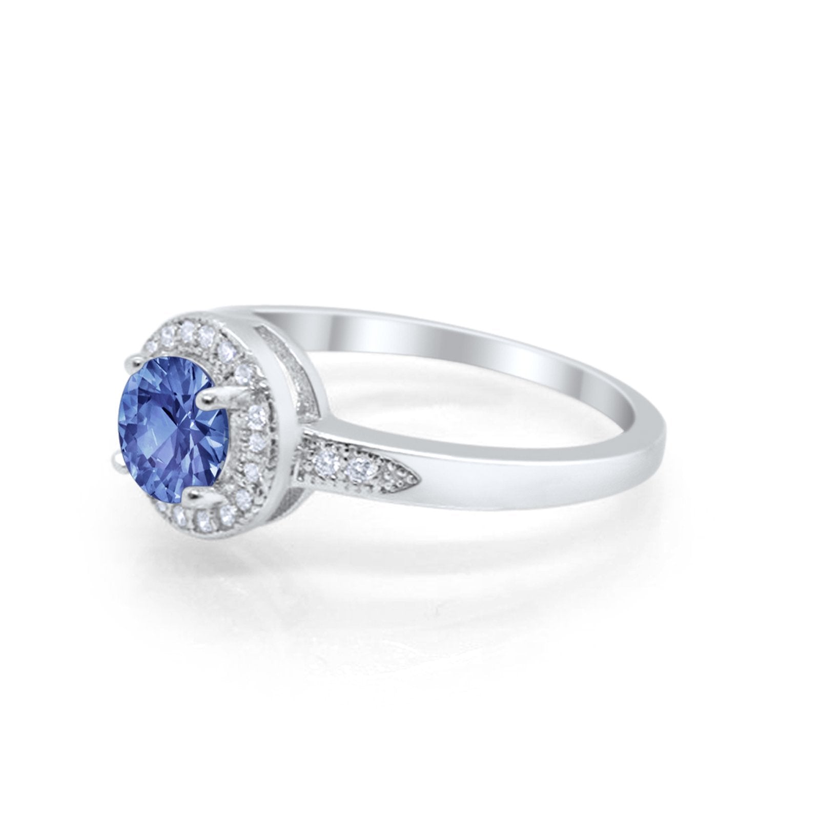 Halo Wedding Engagement Ring Round Cubic Zirconia 925 Sterling Silver -3