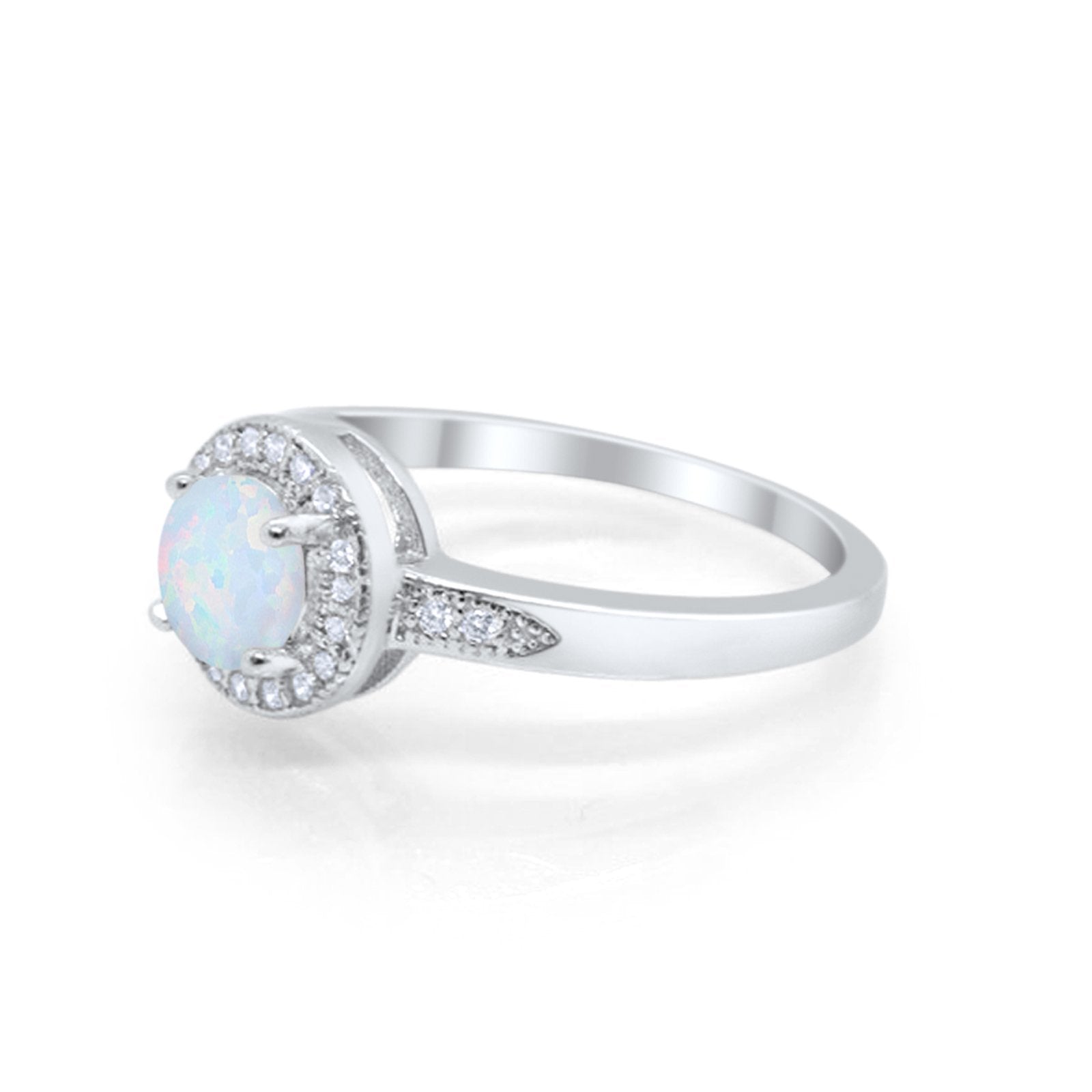 Halo Wedding Engagement Ring Round Cubic Zirconia 925 Sterling Silver SRO-16902