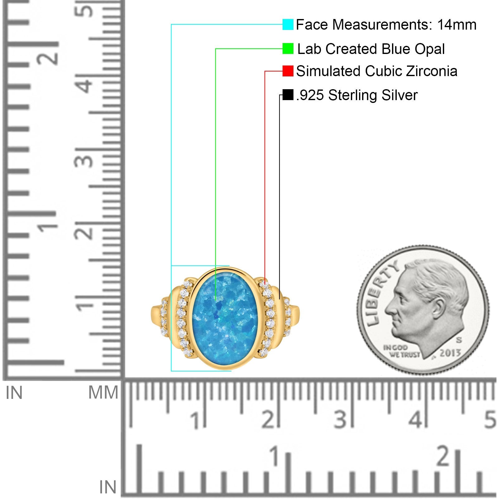 Fashion Ring Oval Lab Created Opal Round Simulated Cubic Zirconia 925 Sterling Silver