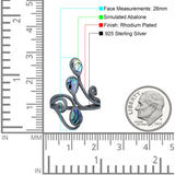 Fashion Teardrop Pear Swirl Spiral Ring Rhodium Plated Created Opal 925 Sterling Silver