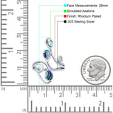 Fashion Teardrop Pear Swirl Spiral Ring Rhodium Plated Created Opal 925 Sterling Silver