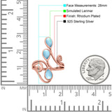 Fashion Teardrop Pear Swirl Spiral Ring Rhodium Plated Created Opal 925 Sterling Silver