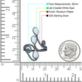 Fashion Teardrop Pear Swirl Spiral Ring Rhodium Plated Created Opal 925 Sterling Silver