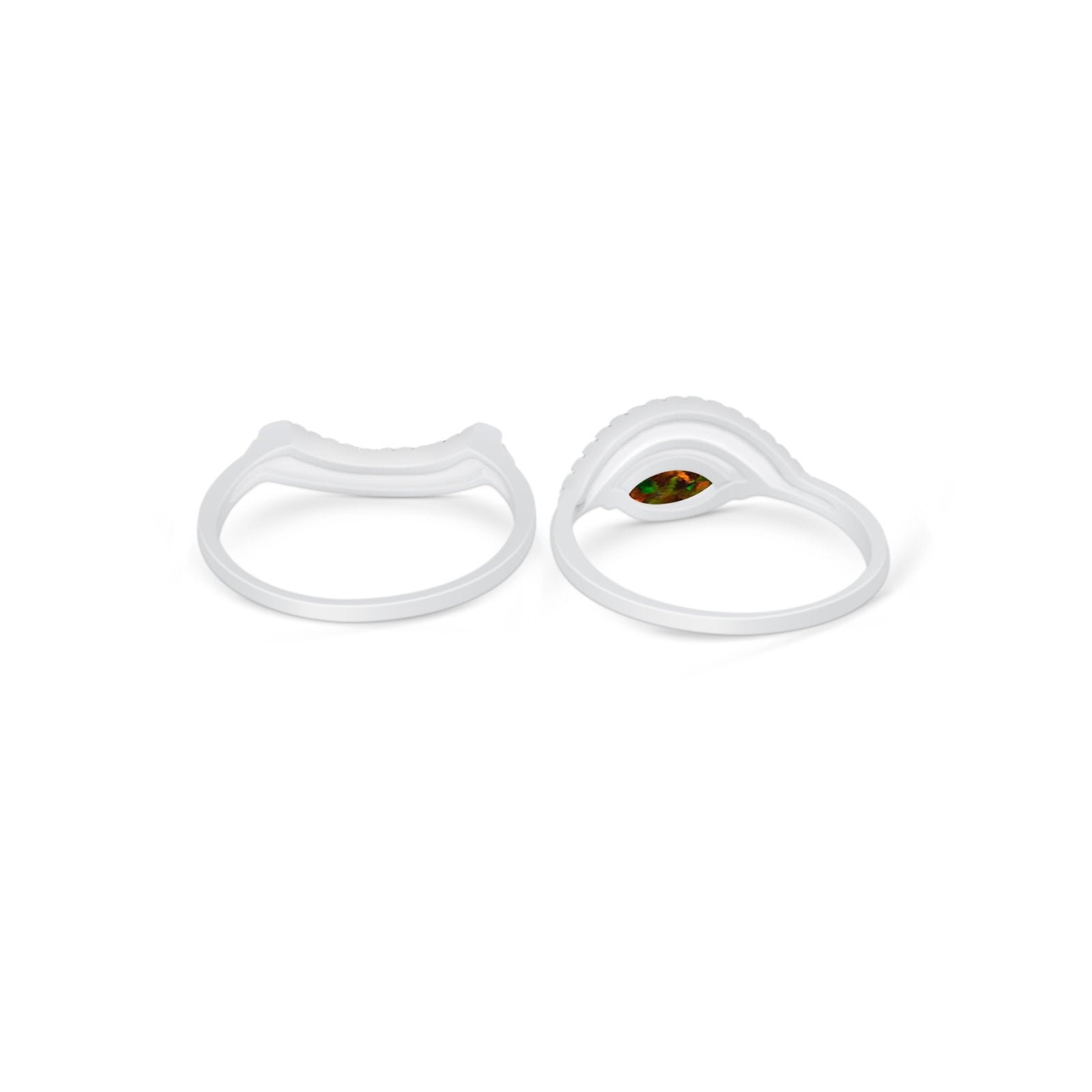 Two Piece Ring Band Round Simulated Cubic Zirconia 925 Sterling Silver