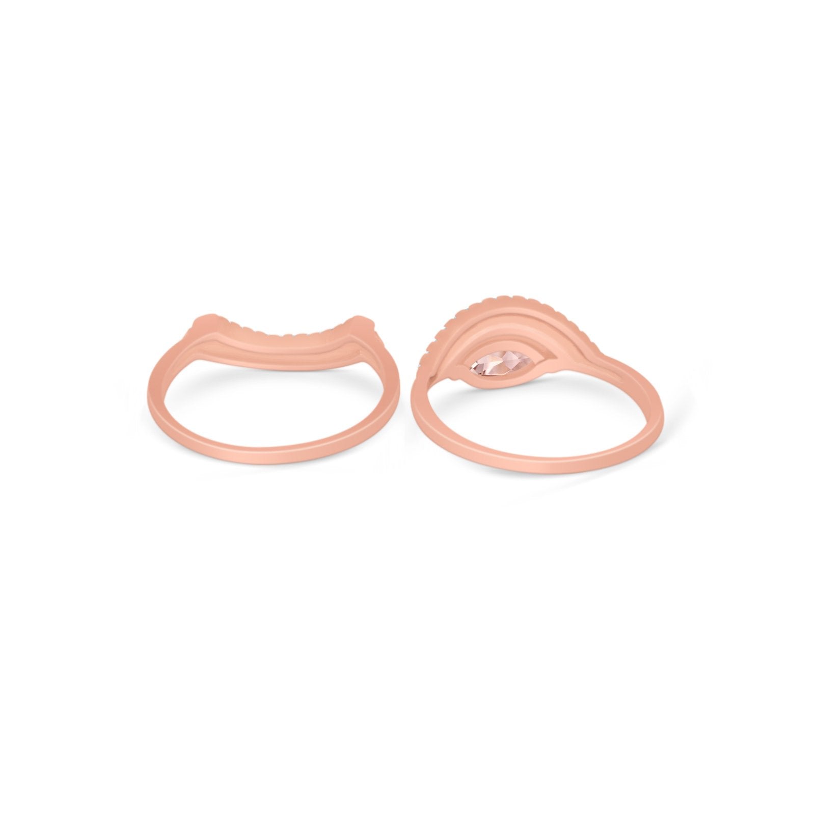 Two Piece Ring Band Round Simulated Cubic Zirconia 925 Sterling Silver