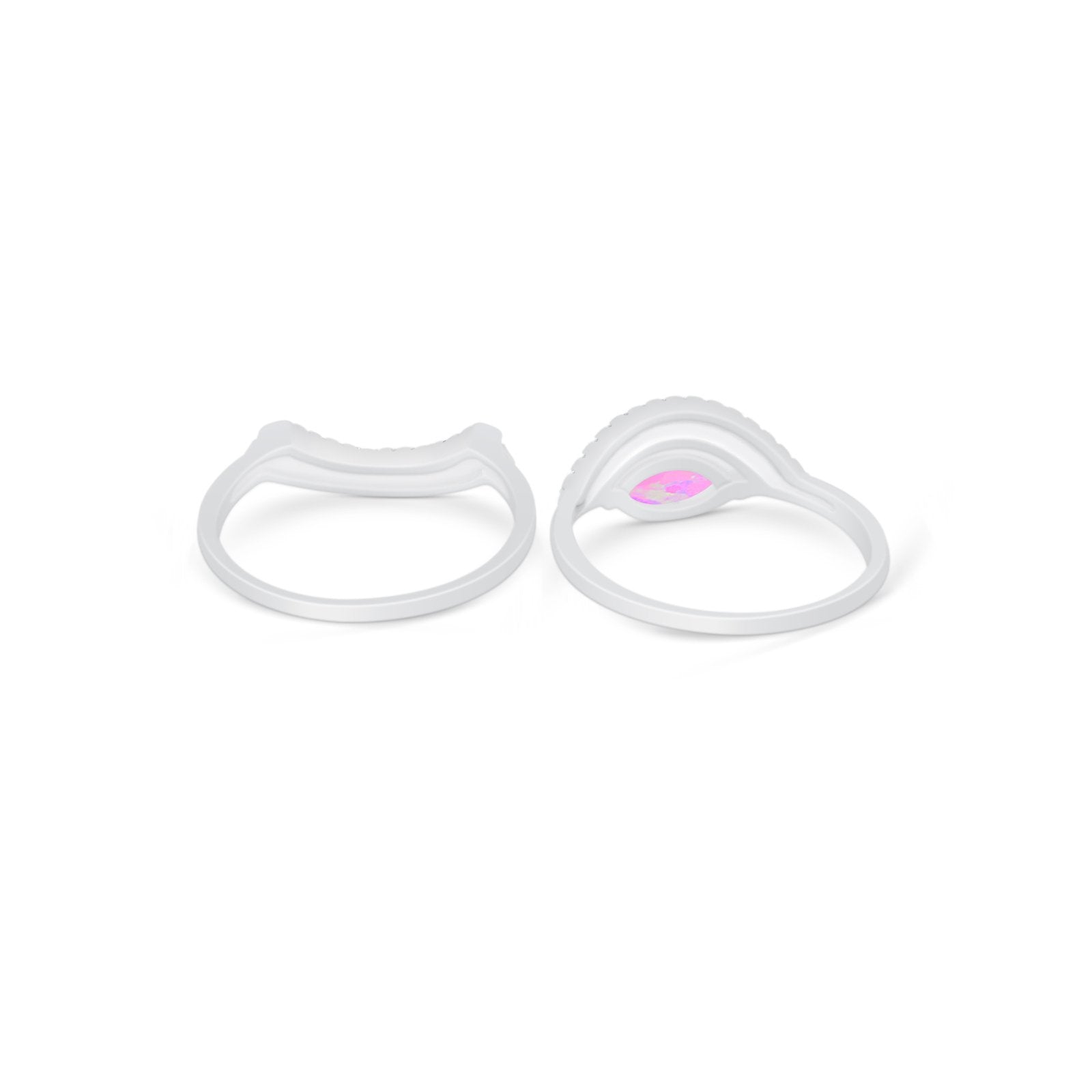 Two Piece Ring Band Round Simulated Cubic Zirconia 925 Sterling Silver