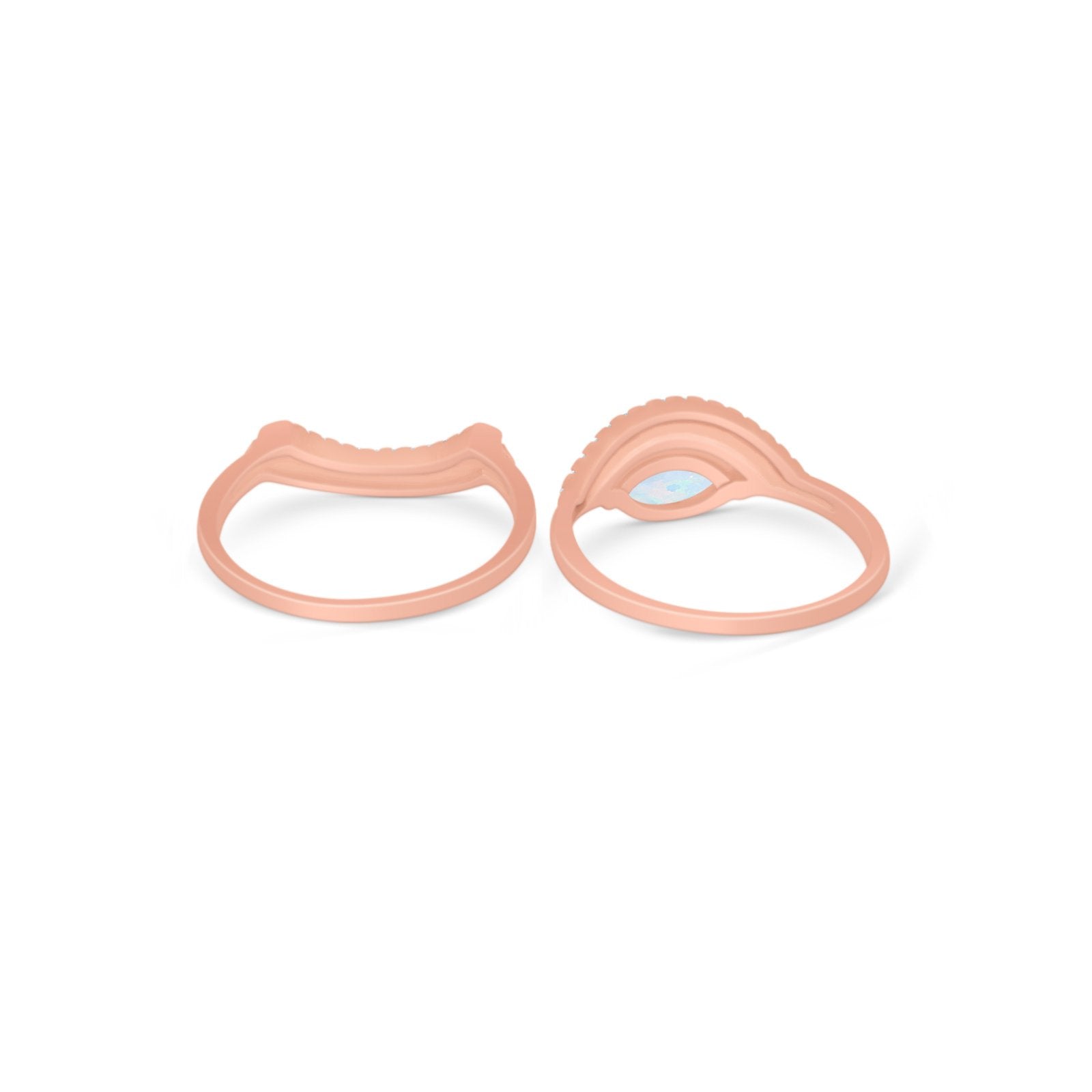 Two Piece Ring Band Round Simulated Cubic Zirconia 925 Sterling Silver