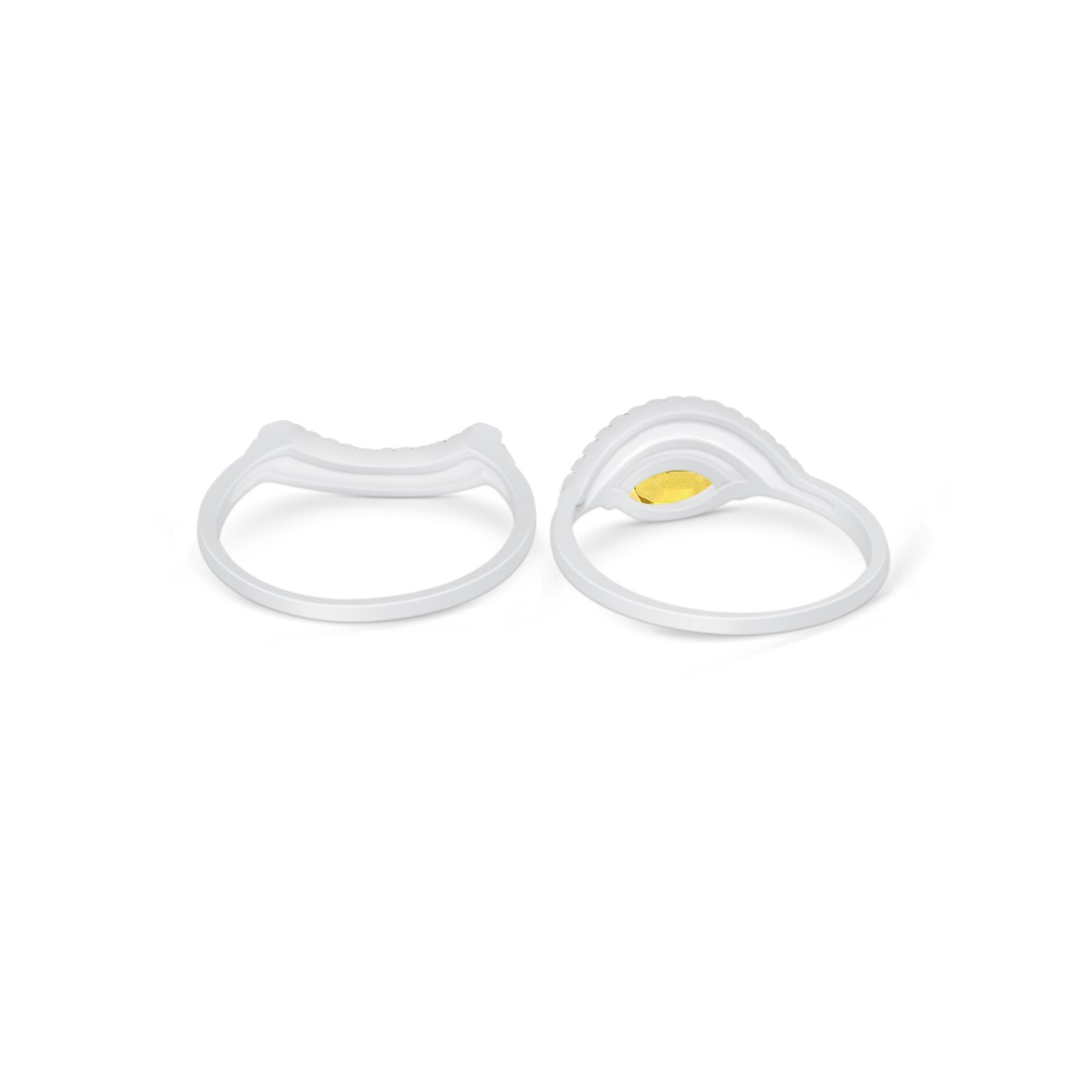 Two Piece Ring Band Round Simulated Cubic Zirconia 925 Sterling Silver