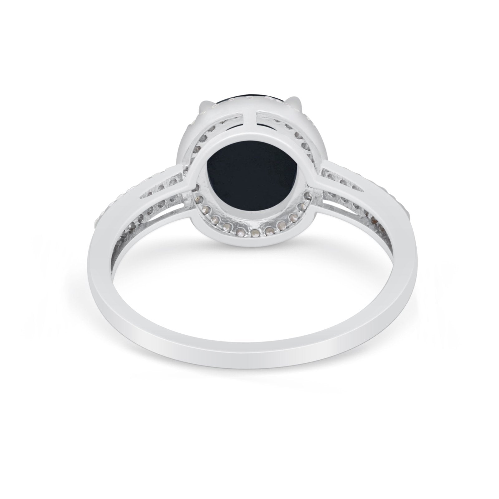 Oval Wedding Engagement Ring Round Cubic Zirconia Accent 925 Sterling Silver