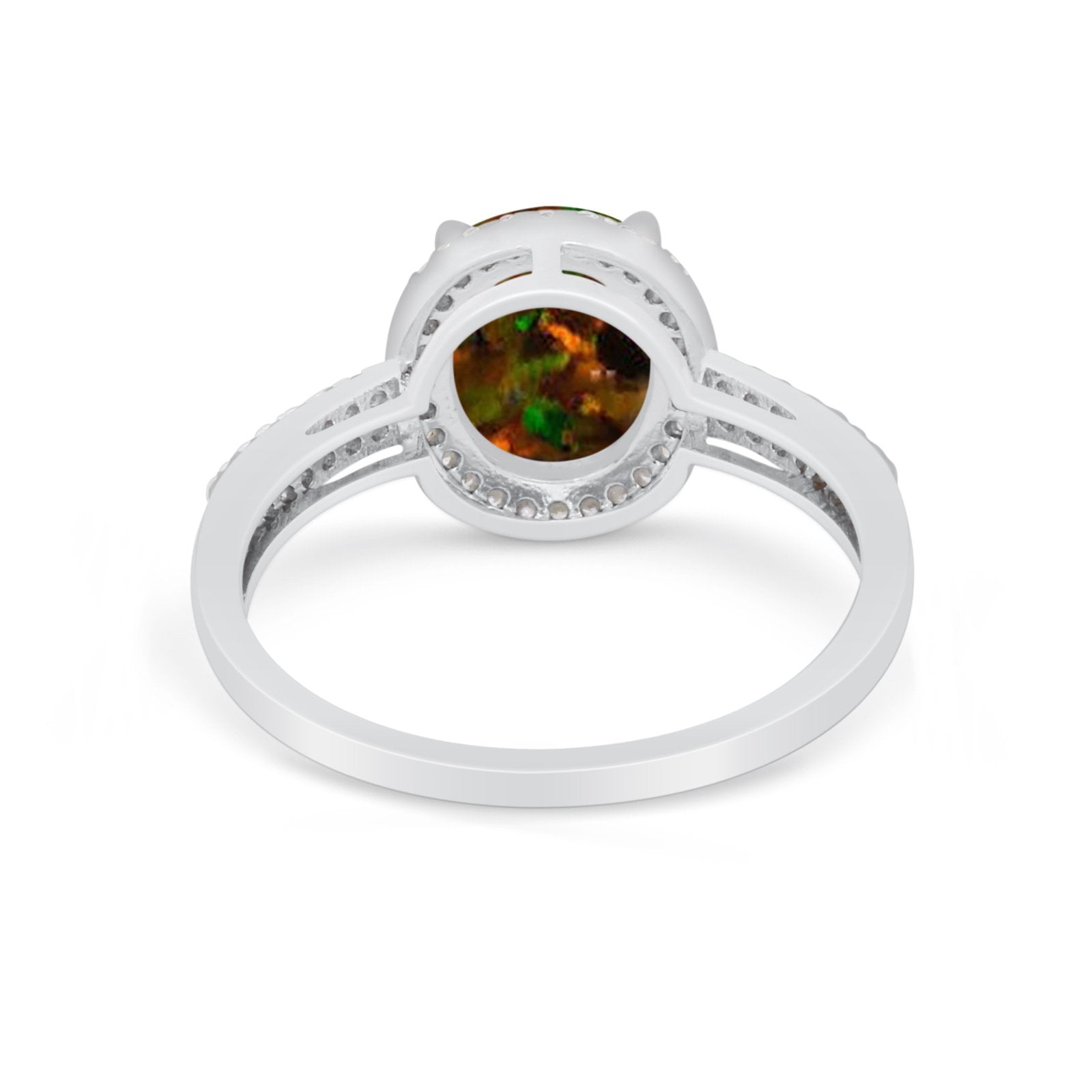 Oval Wedding Engagement Ring Round Cubic Zirconia Accent 925 Sterling Silver