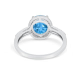 Oval Wedding Engagement Ring Round Cubic Zirconia Accent 925 Sterling Silver