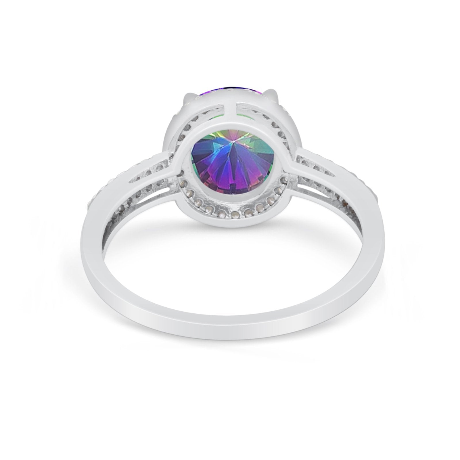 Oval Wedding Engagement Ring Round Cubic Zirconia Accent 925 Sterling Silver