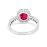 Oval Wedding Engagement Ring Round Cubic Zirconia Accent 925 Sterling Silver
