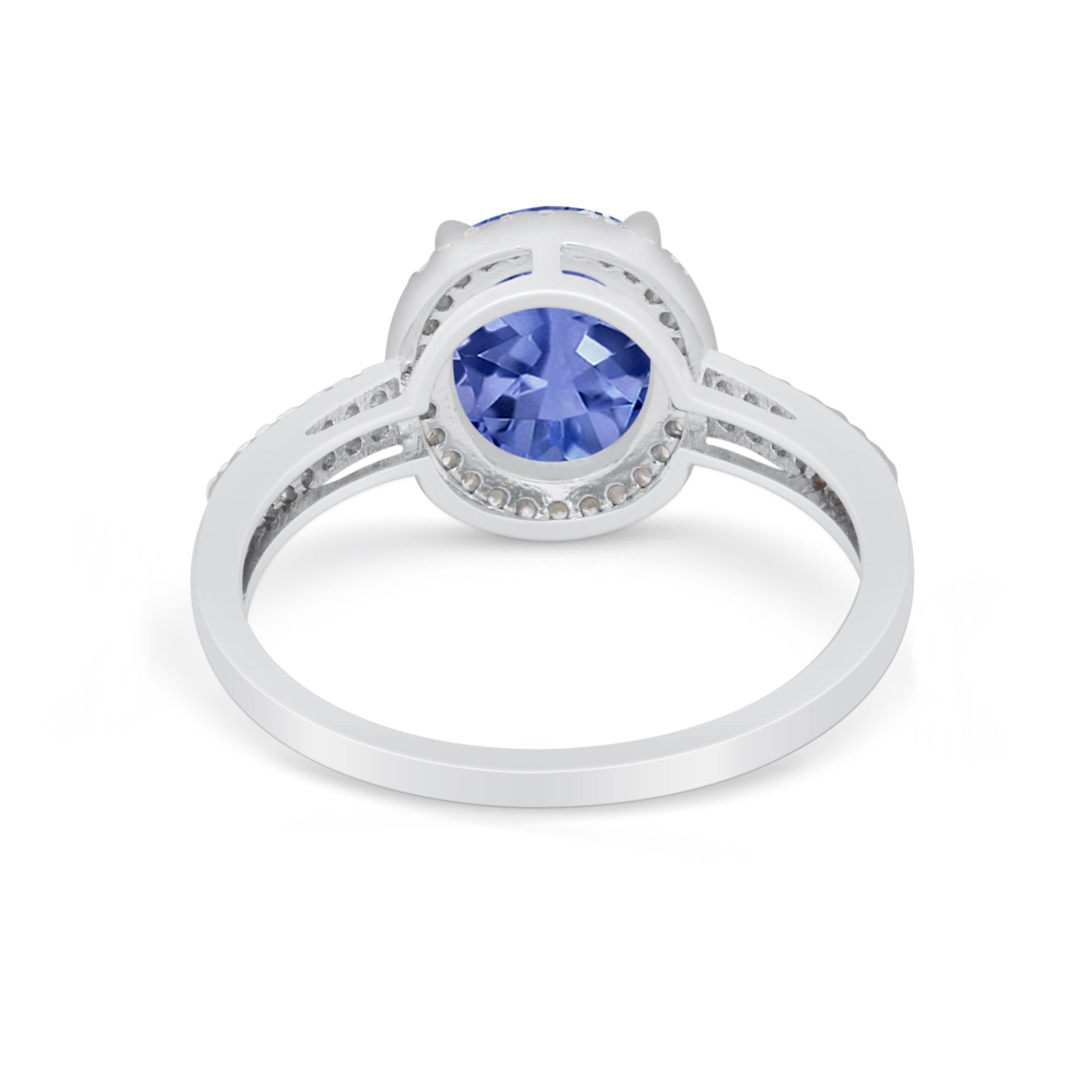 Oval Wedding Engagement Ring Round Cubic Zirconia Accent 925 Sterling Silver