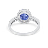 Oval Wedding Engagement Ring Round Cubic Zirconia Accent 925 Sterling Silver