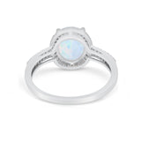 Oval Wedding Engagement Ring Round Cubic Zirconia Accent 925 Sterling Silver