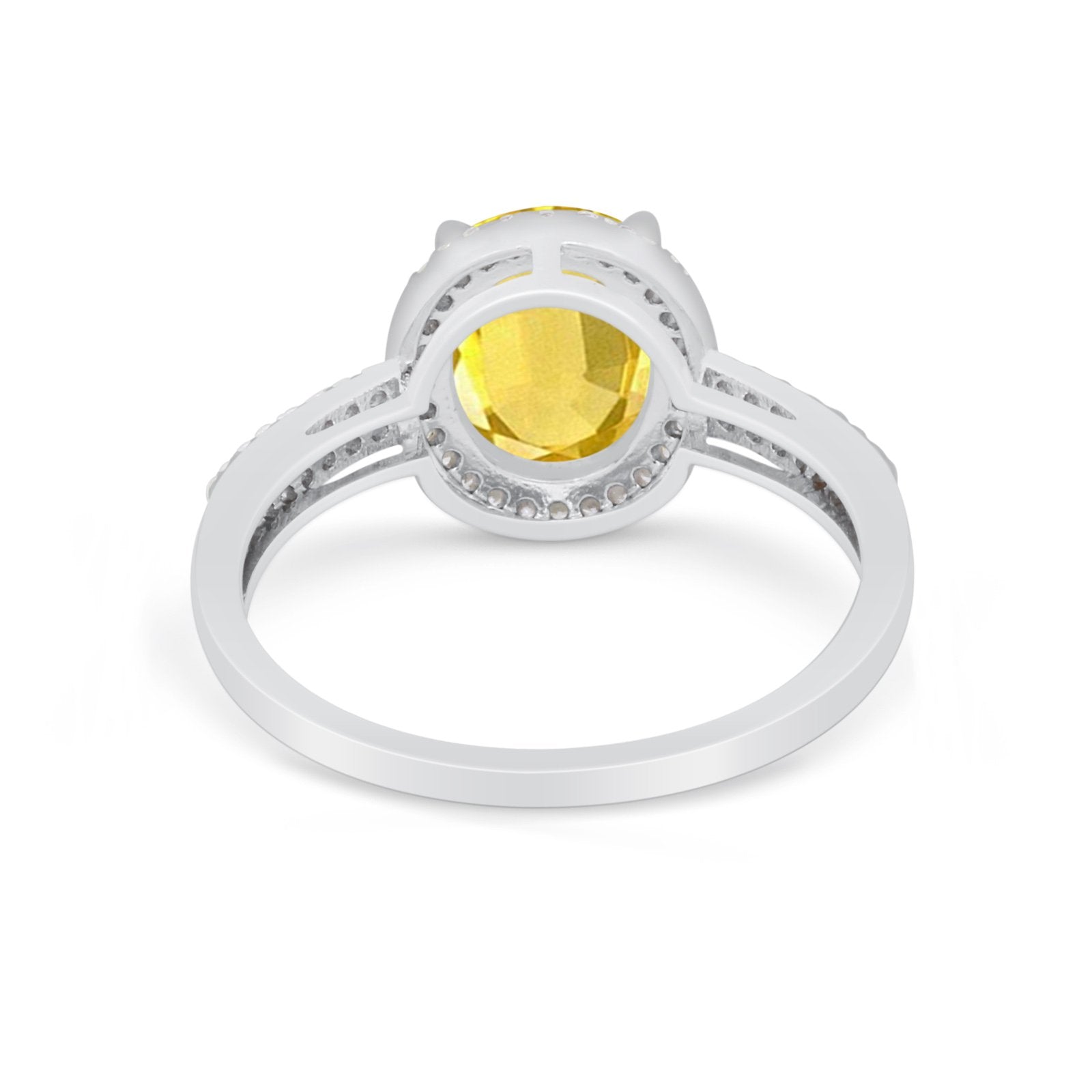 Oval Wedding Engagement Ring Round Cubic Zirconia Accent 925 Sterling Silver