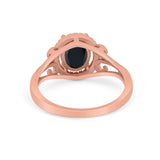Halo Filigree Oval Wedding Ring Round Simulated Cubic Zirconia 925 Sterling Silver