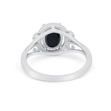 Halo Filigree Oval Wedding Ring Round Simulated Cubic Zirconia 925 Sterling Silver