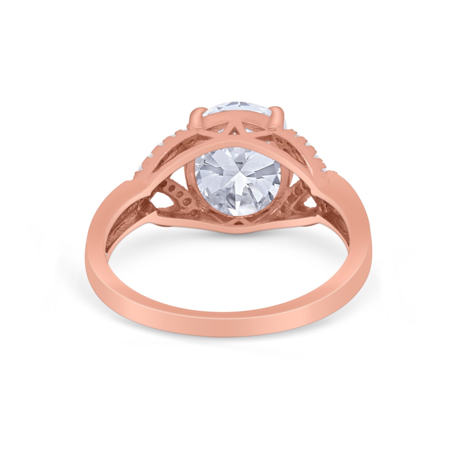 Celtic Oval Wedding Engagement Ring Round Cubic Zirconia 925 Sterling Silver