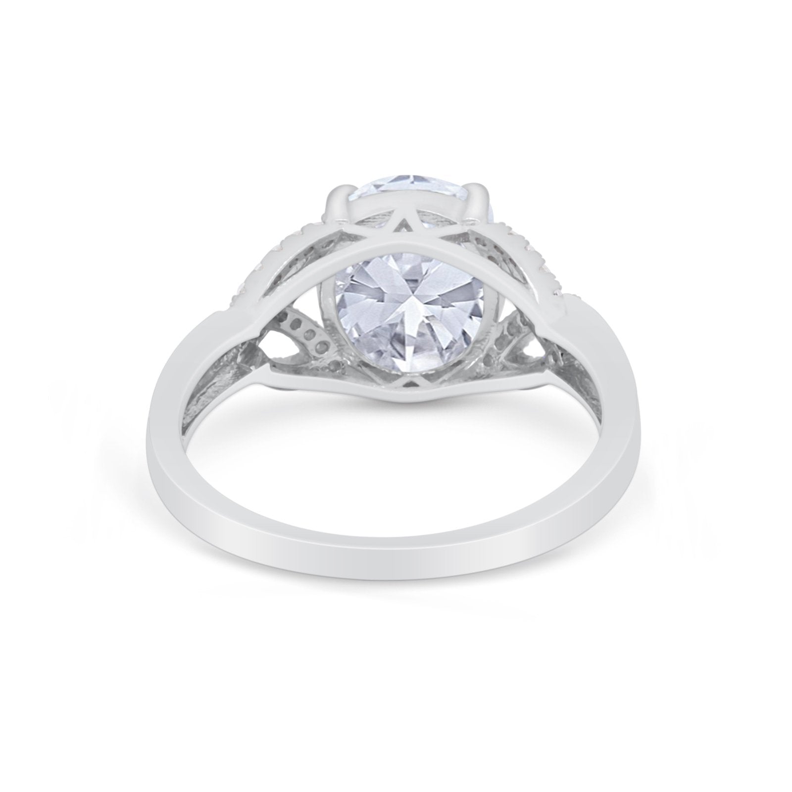 Celtic Oval Wedding Engagement Ring Round Cubic Zirconia 925 Sterling Silver