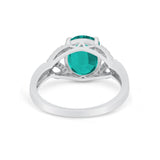 Celtic Oval Wedding Engagement Ring Round Cubic Zirconia 925 Sterling Silver
