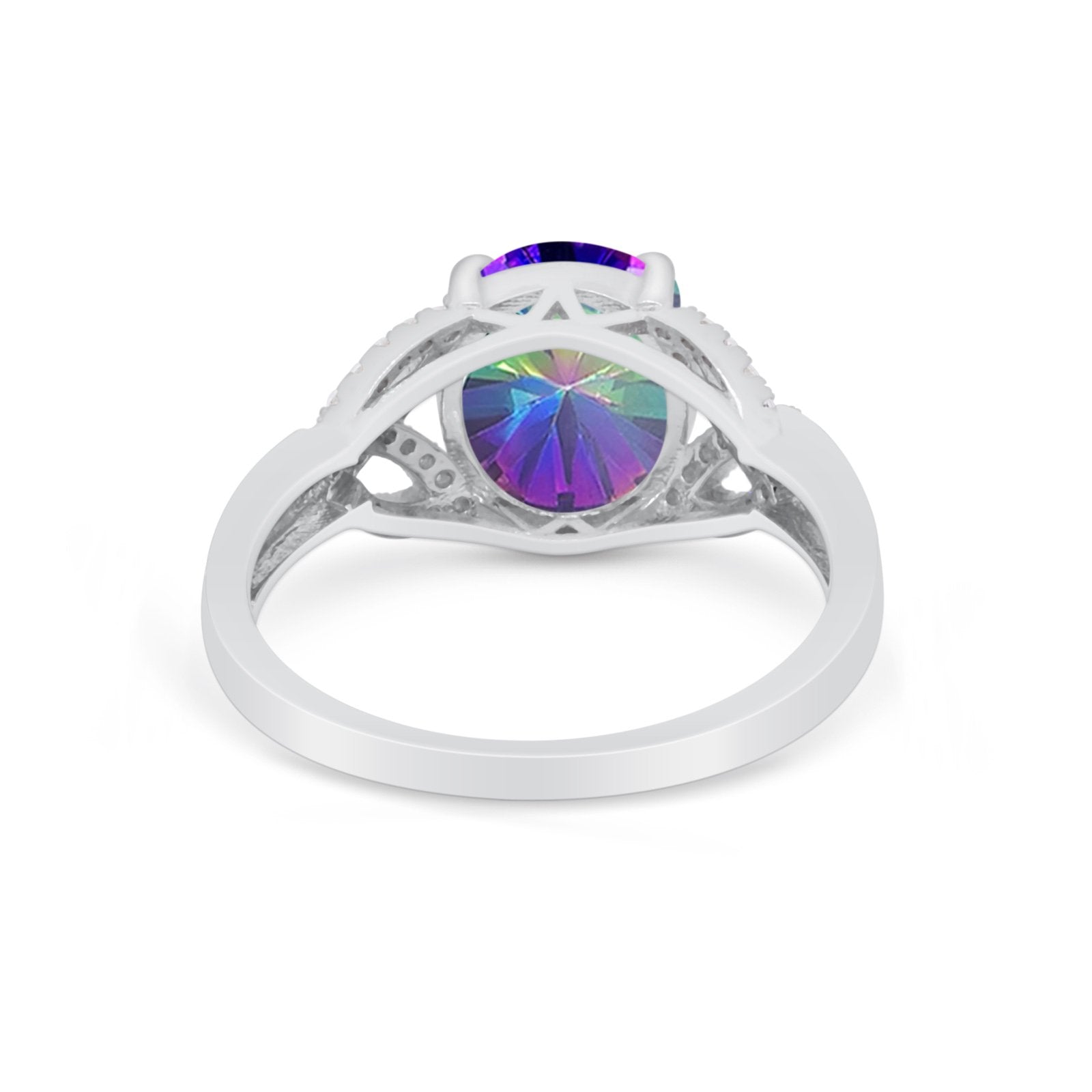 Celtic Oval Wedding Engagement Ring Round Cubic Zirconia 925 Sterling Silver