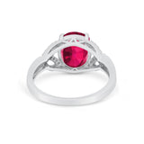 Celtic Oval Wedding Engagement Ring Round Cubic Zirconia 925 Sterling Silver