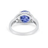 Celtic Oval Wedding Engagement Ring Round Cubic Zirconia 925 Sterling Silver