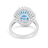 Oval Vintage Art Deco Wedding Ring Round Cubic Zirconia 925 Sterling Silver
