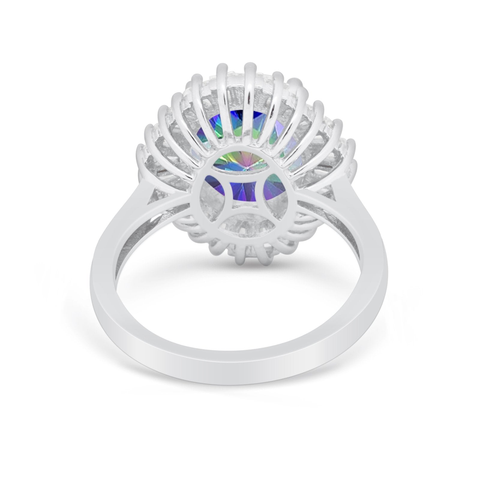 Oval Vintage Art Deco Wedding Ring Round Cubic Zirconia 925 Sterling Silver