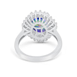 Oval Vintage Art Deco Wedding Ring Round Cubic Zirconia 925 Sterling Silver