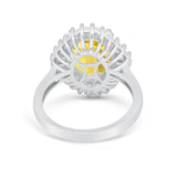 Oval Vintage Art Deco Wedding Ring Round Cubic Zirconia 925 Sterling Silver