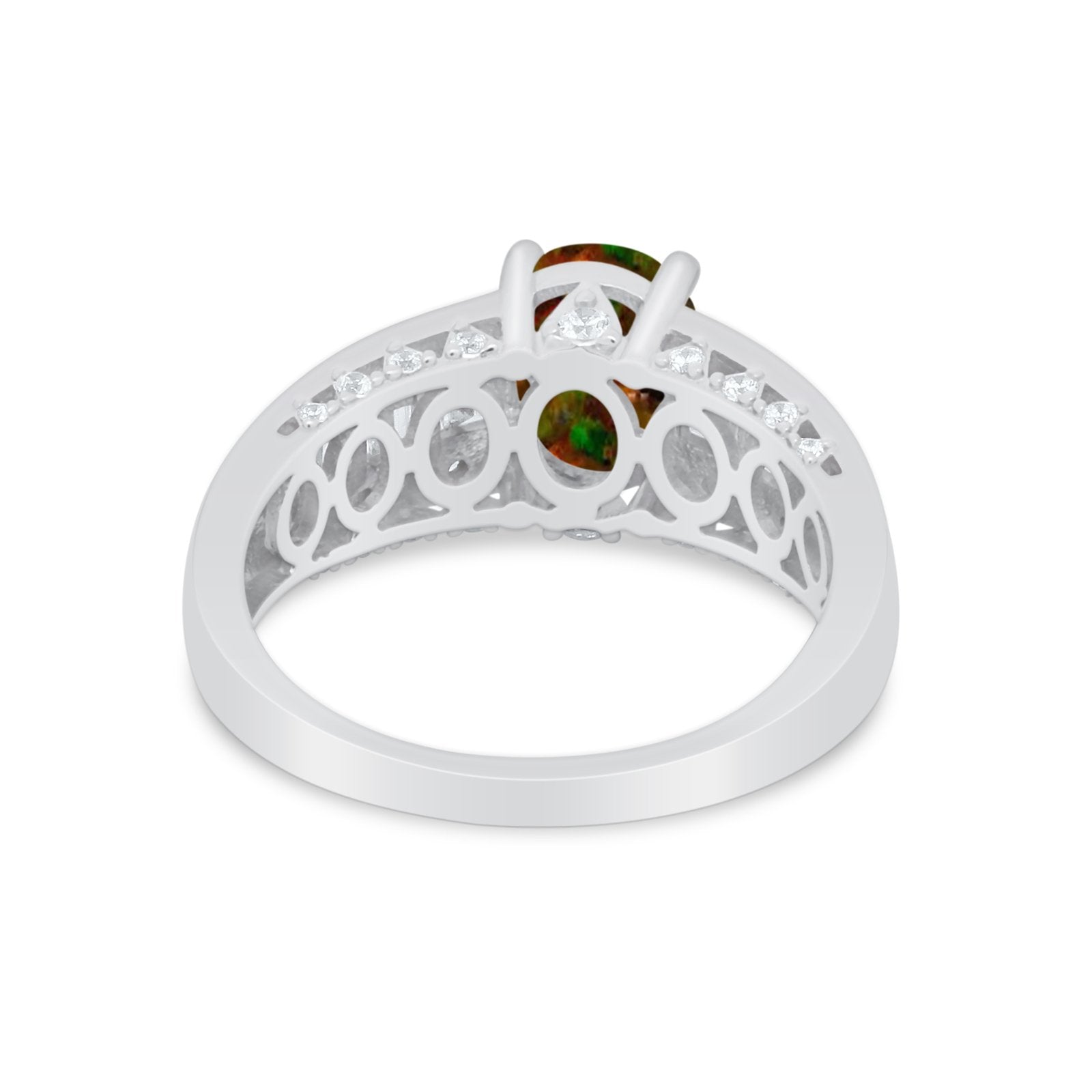Vintage Oval Engagement Ring Round Simulated Cubic Zirconia 925 Sterling Silver