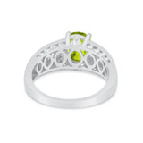Vintage Oval Engagement Ring Round Simulated Cubic Zirconia 925 Sterling Silver