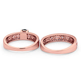 Two Piece Bridal Set Ring Round Simulated Cubic Zirconia 925 Sterling Silver