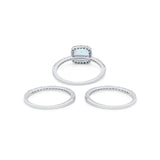 3Piece Wedding Ring Band Round Simulated Cubic Zirconia 925 Sterling Silver
