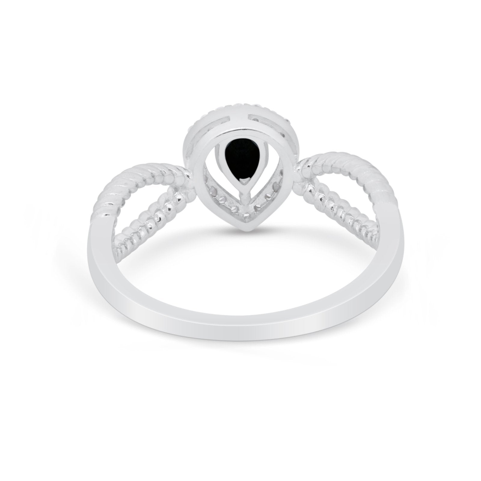 Teardrop Wedding Ring Pear Round Simulated Cubic Zirconia 925 Sterling Silver