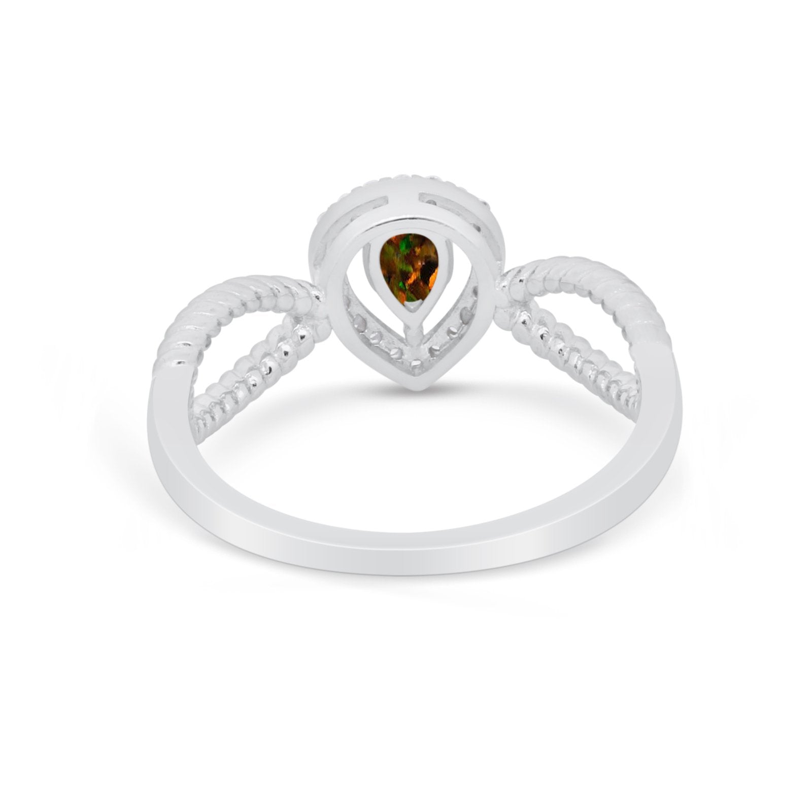Teardrop Wedding Ring Pear Round Simulated Cubic Zirconia 925 Sterling Silver