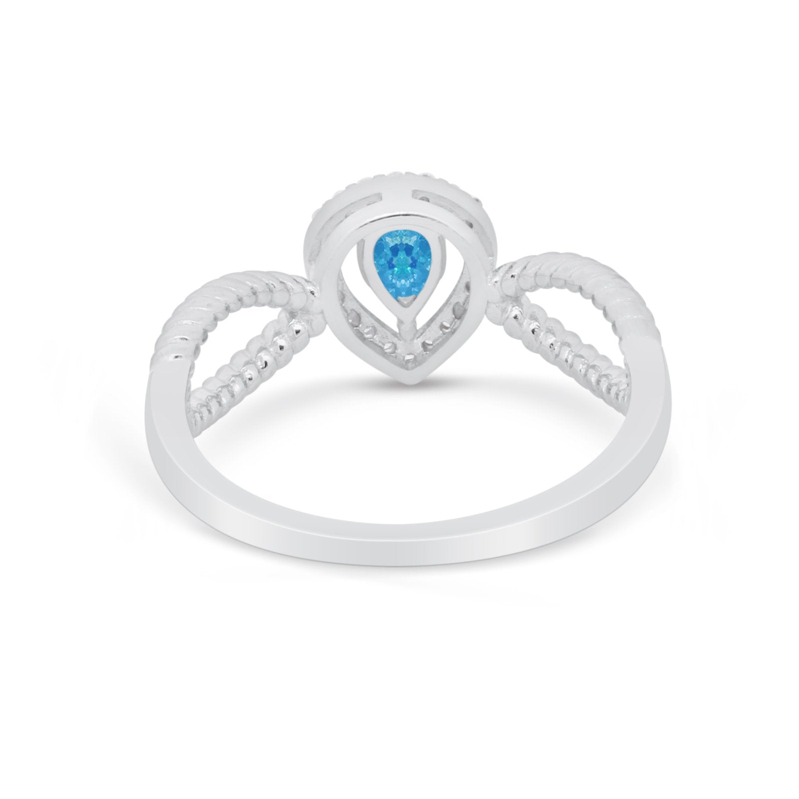 Teardrop Wedding Ring Pear Round Simulated Cubic Zirconia 925 Sterling Silver