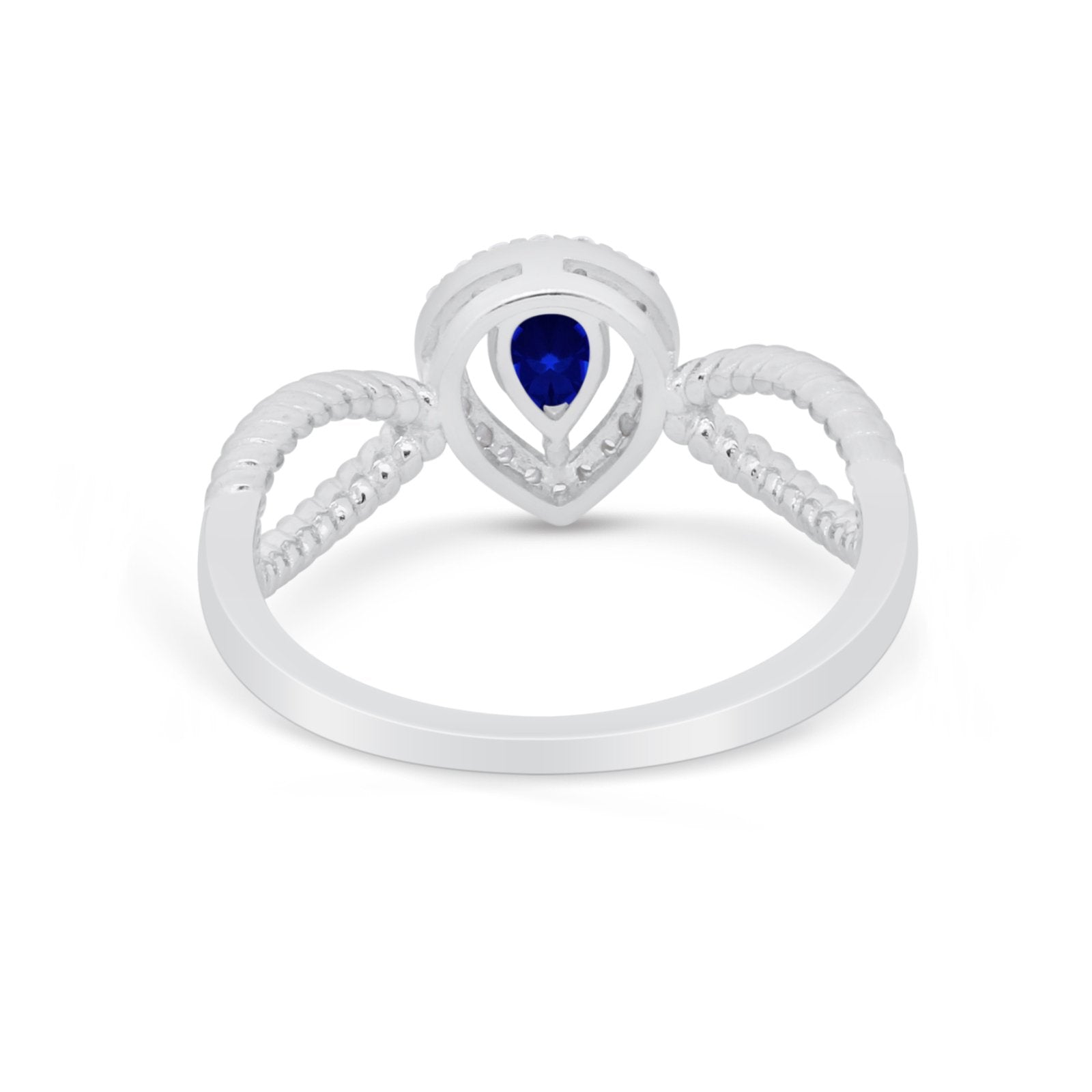 Teardrop Wedding Ring Pear Round Simulated Cubic Zirconia 925 Sterling Silver