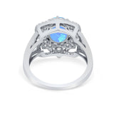 Art Deco Oval Wedding Ring Round Simulated Cubic Zirconia 925 Sterling Silver