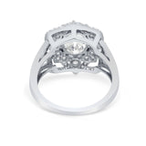 Art Deco Oval Wedding Ring Round Simulated Cubic Zirconia 925 Sterling Silver