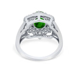 Art Deco Oval Wedding Ring Round Simulated Cubic Zirconia 925 Sterling Silver