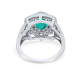 Art Deco Oval Wedding Ring Round Simulated Cubic Zirconia 925 Sterling Silver