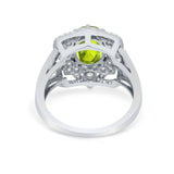Art Deco Oval Wedding Ring Round Simulated Cubic Zirconia 925 Sterling Silver