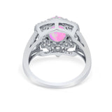Art Deco Oval Wedding Ring Round Simulated Cubic Zirconia 925 Sterling Silver