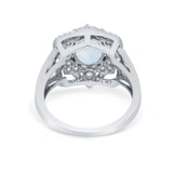 Art Deco Oval Wedding Ring Round Simulated Cubic Zirconia 925 Sterling Silver